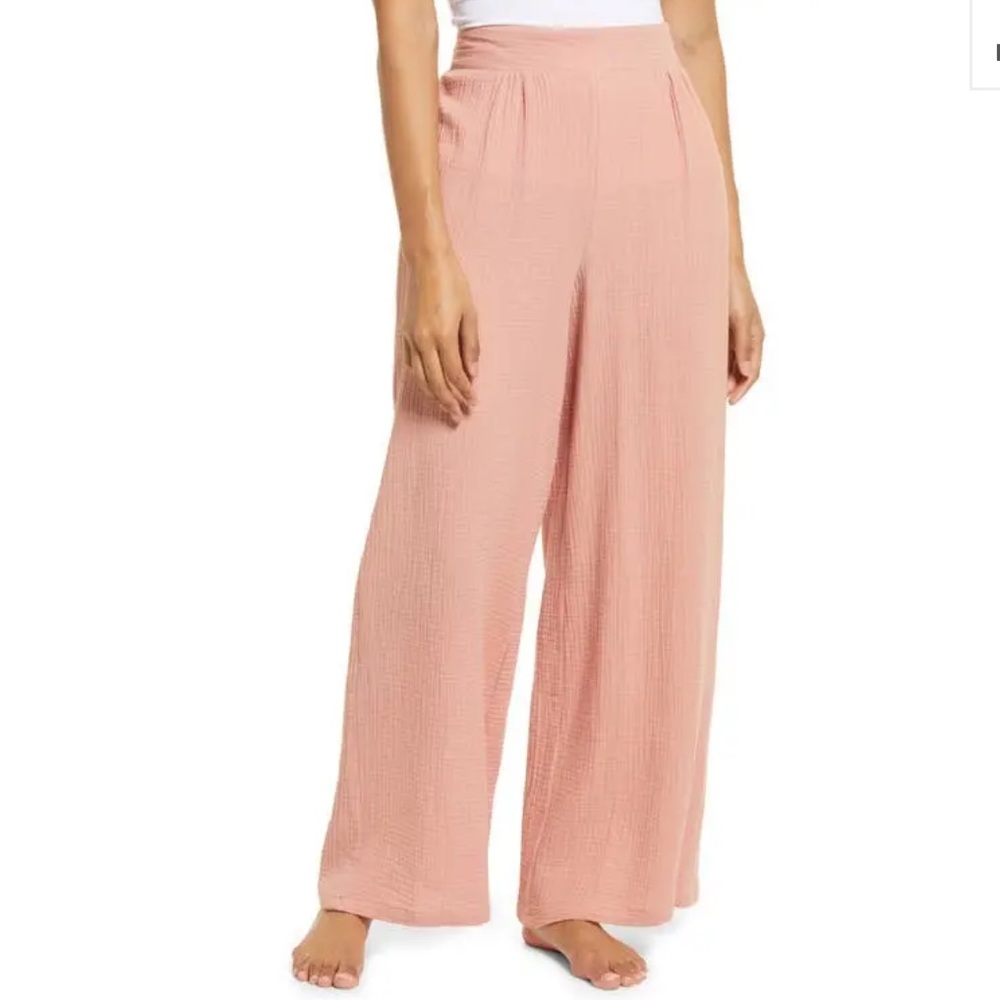Nordstrom Wide Leg Cotton Pants Pink Glass